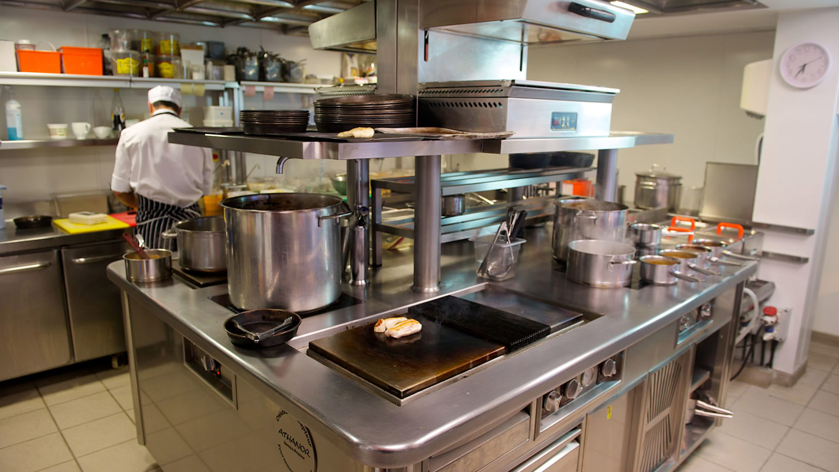 Inside a commercial kitchen supplied and fitted by Jersey Deep Freeze.