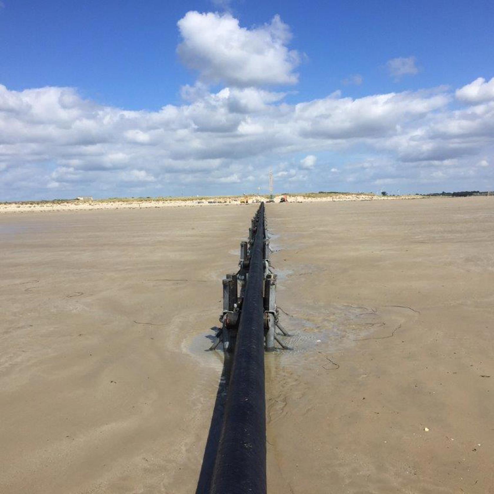 Normandie 3 subsea cable before being buried on under the sand in France.