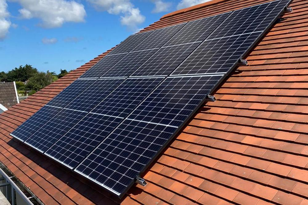 Solar panel array on roof