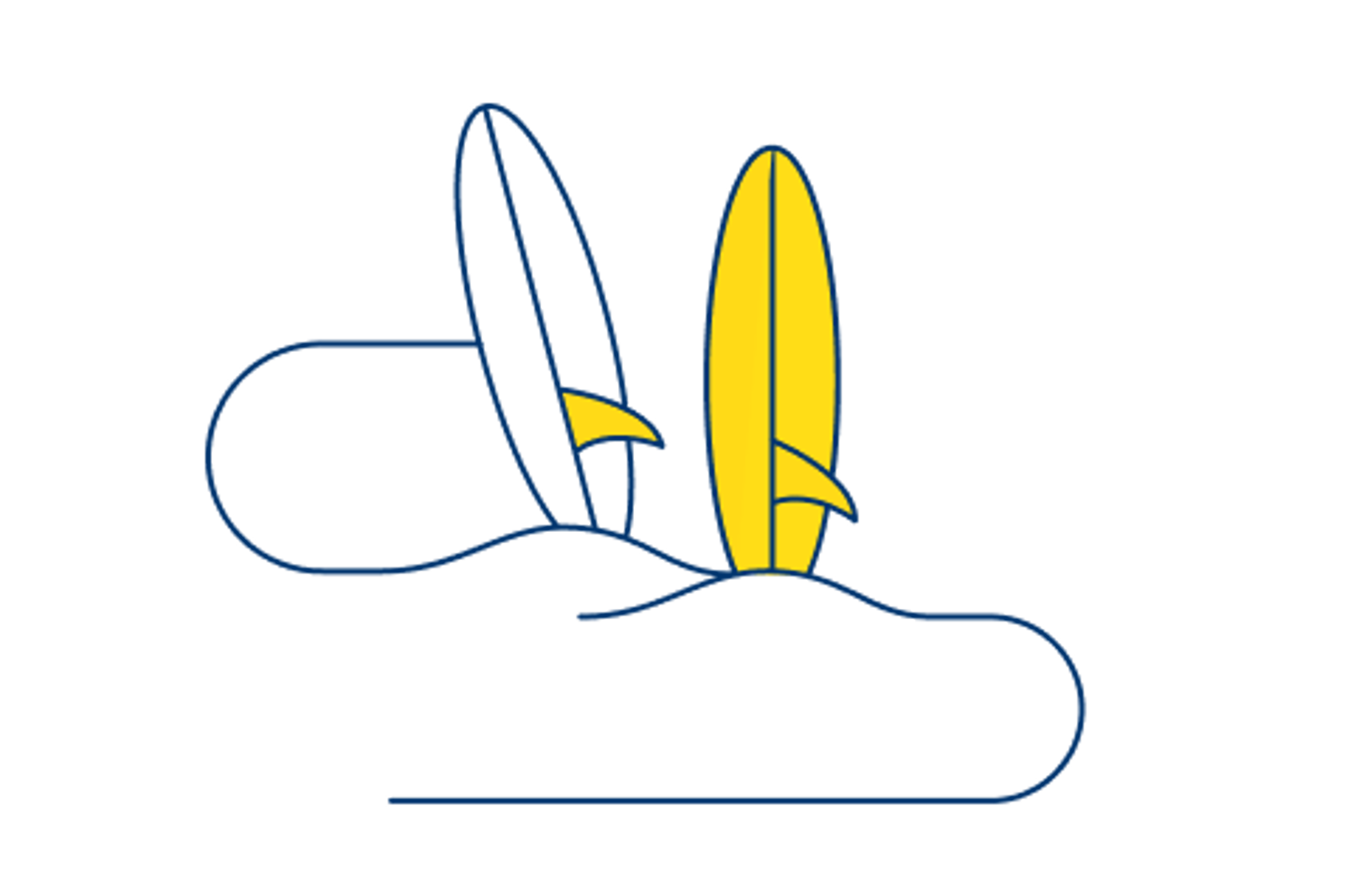 Illustration of surfboards in the sand