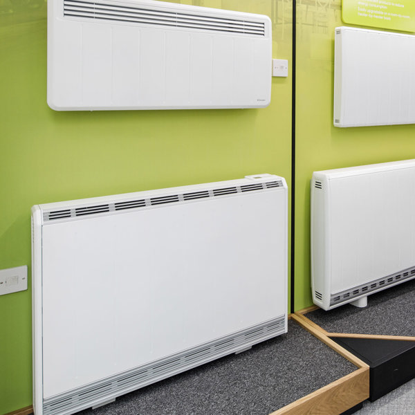 Storage heaters on display in the Smarter Living showroom.