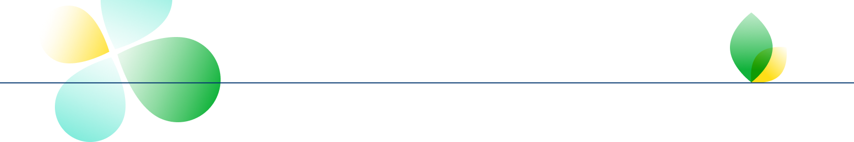 An abstract illustration that represents the future of energy. It shows a two variations of a leaf and a petal, connected by a straight line.