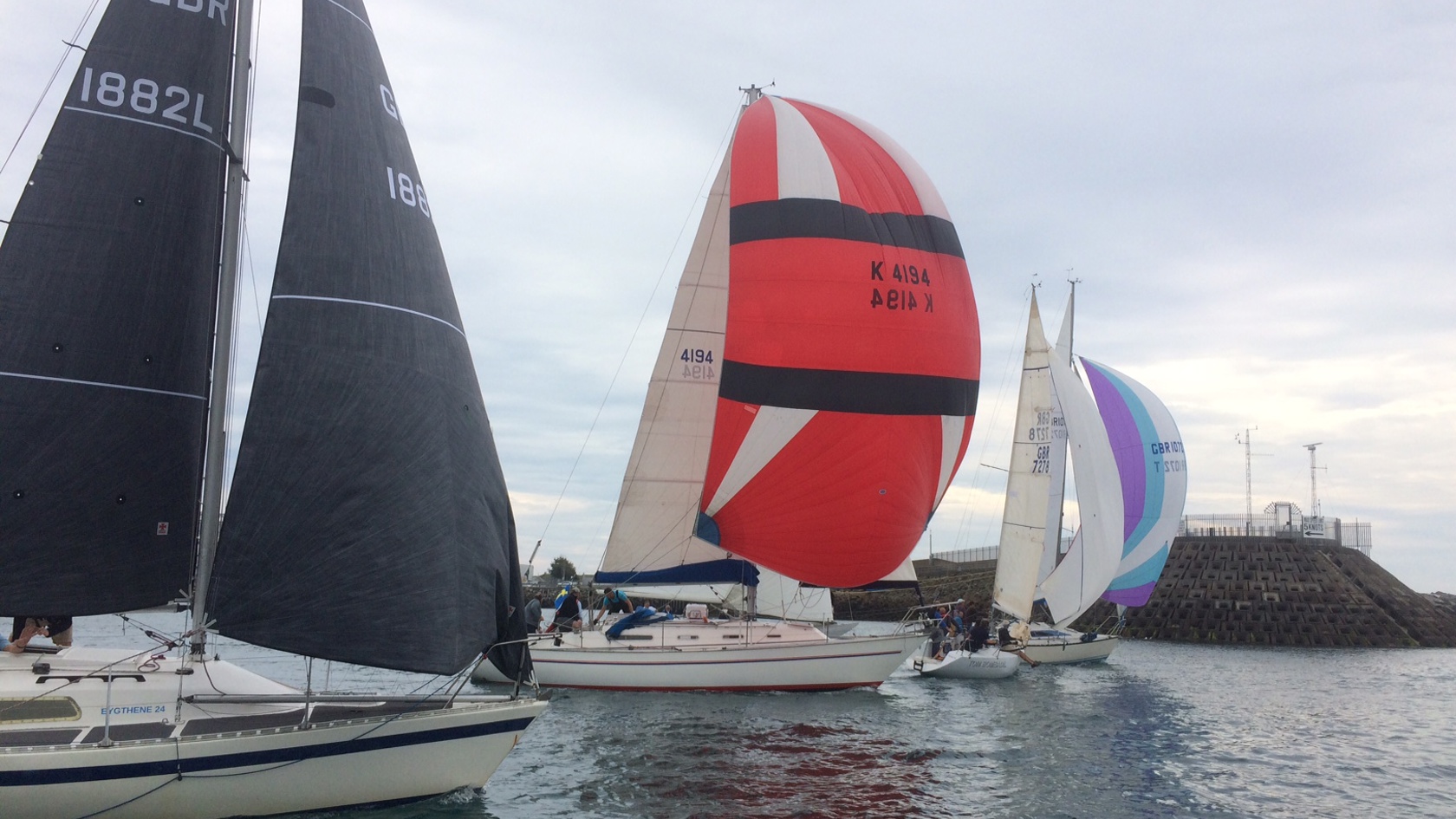 Four yachts racing 
