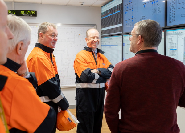 Lieutenant-Governor Vice Admiral Jerry Kyd CBE in the Jersey Electricity Powerstation control room