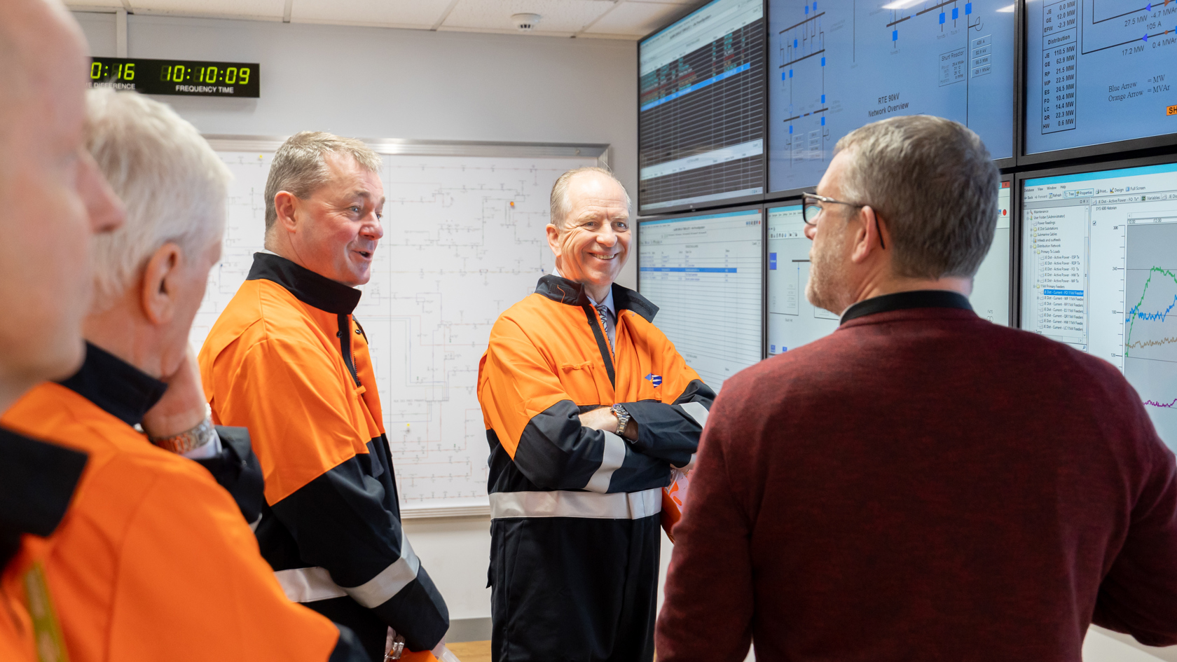 Lieutenant-Governor Vice Admiral Jerry Kyd CBE in the Jersey Electricity Powerstation control room