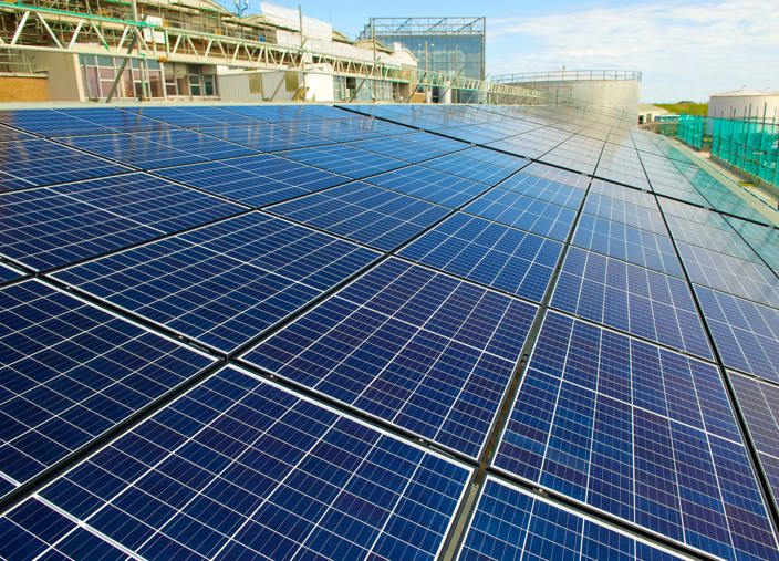 A photograph of the solar PV installation at La Collete powerstation.