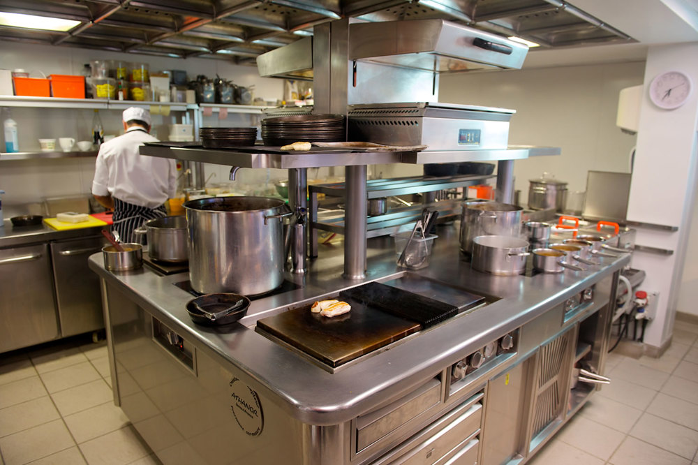 Inside a commercial kitchen supplied and fitted by Jersey Deep Freeze.