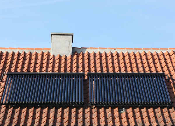 Wet solar panels on roof