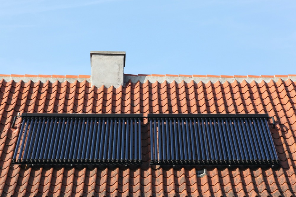 Wet solar panels on roof