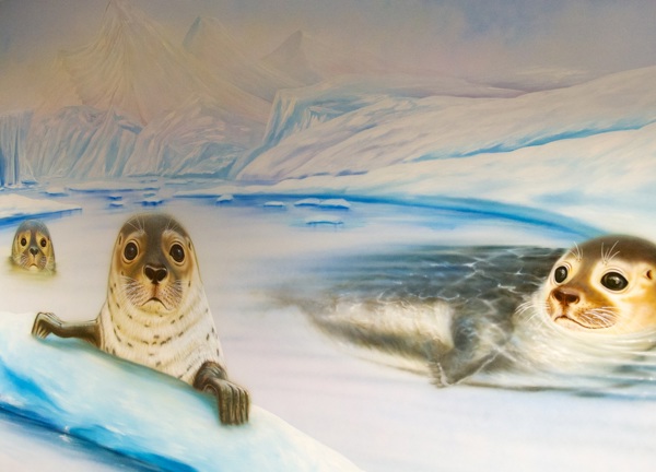 Drawing of seals in the arctic