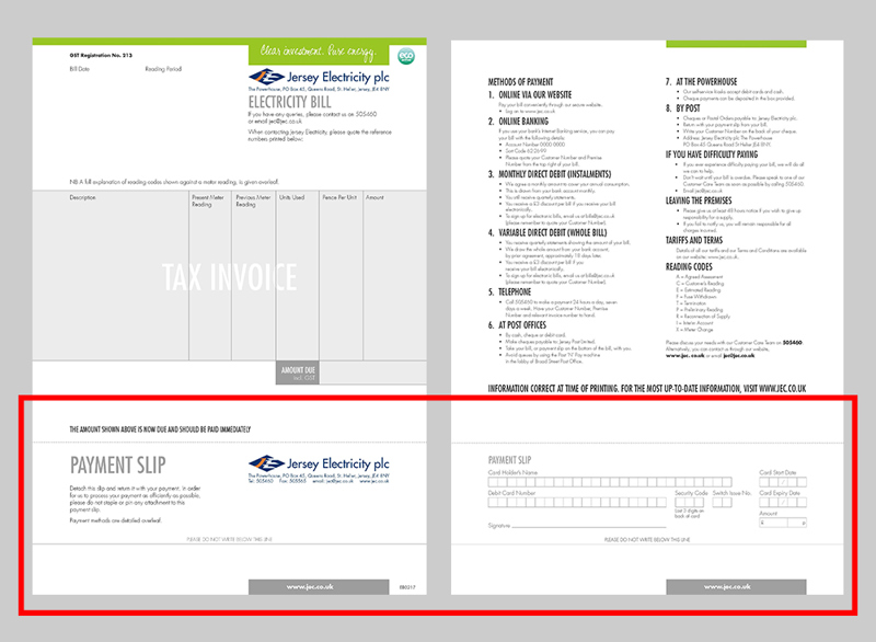 Bill payment slip example