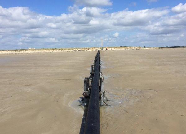Normandie 3 subsea cable before being buried on under the sand in France.