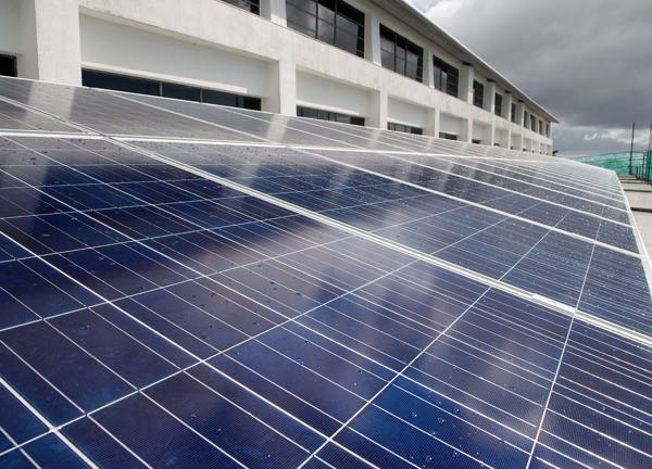 Solar PV panels on top of the Powerhouse roof.