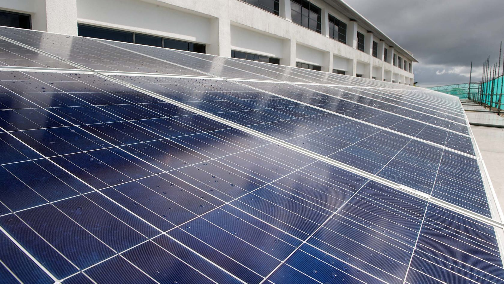 Solar PV panels on top of the Powerhouse roof.