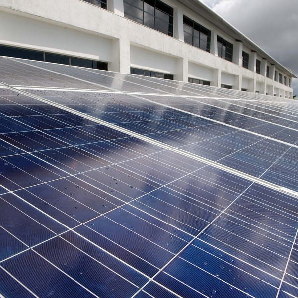 Solar PV panels on top of the Powerhouse roof.