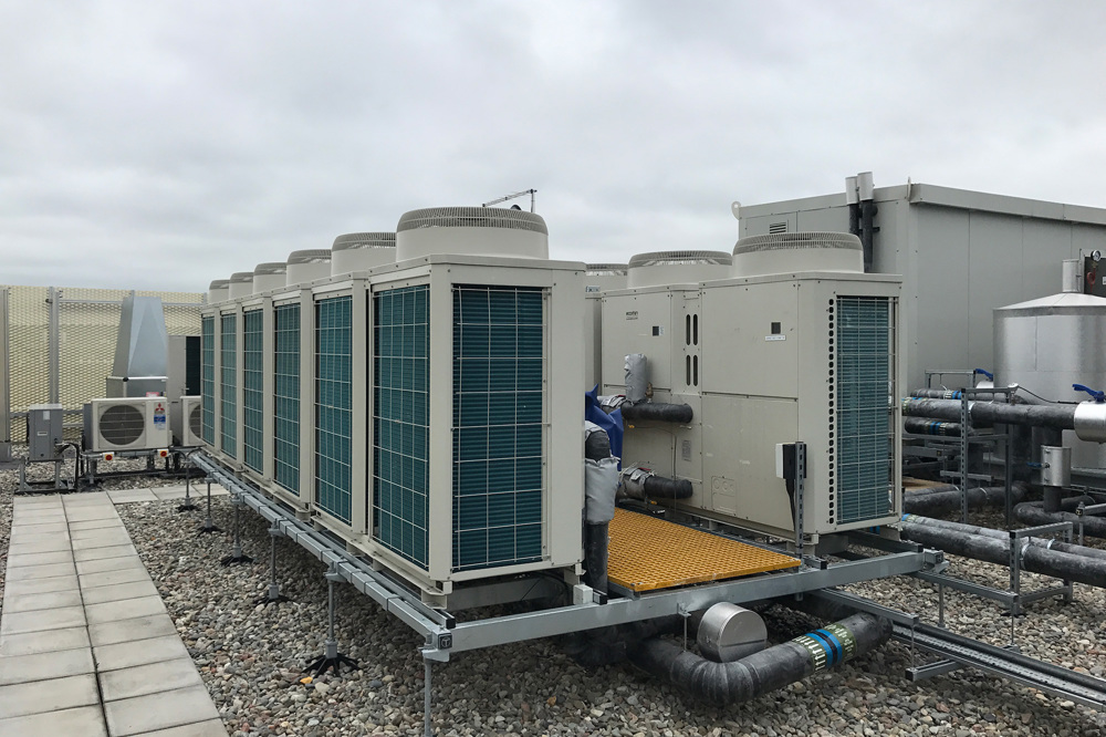 A commercial heat pump system.