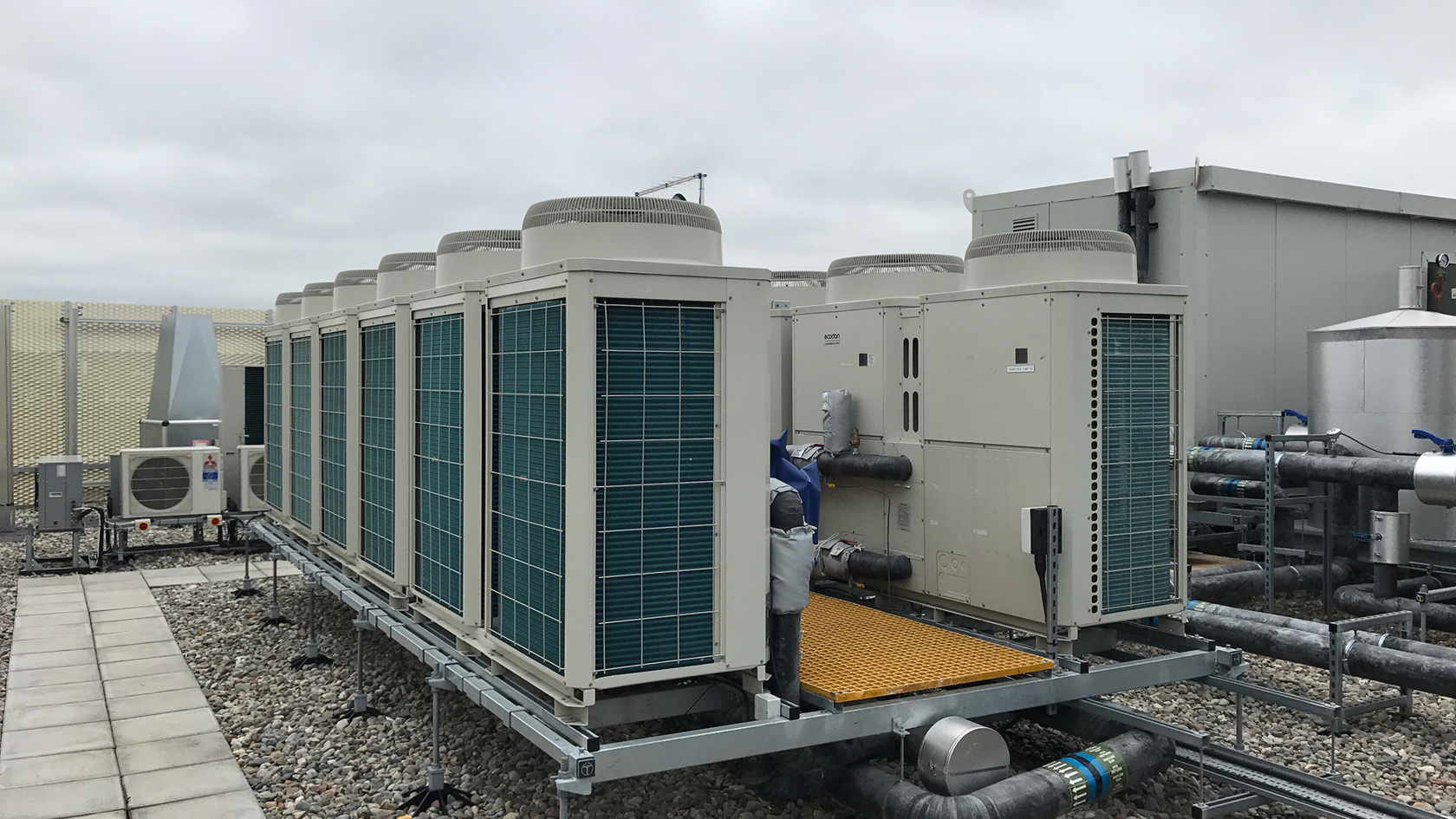 A commercial heat pump system.