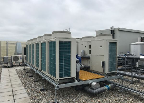 A commercial heat pump system.