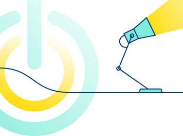 An abstract illustration that represents Jersey Electricity's illustrations. It depicts an off and on symbol as well as a table lamp shining. - Mobile
