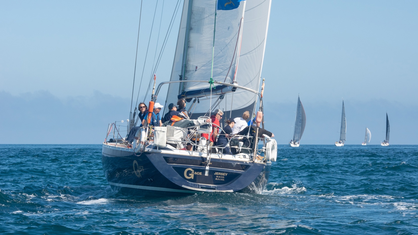 Sailing boat racing around Jersey