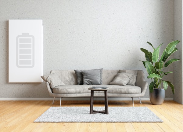 Home battery in a modern lounge