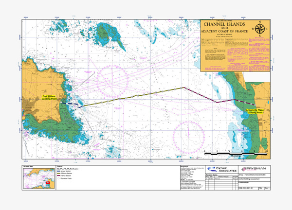 Marine chart showing place of Normandie 3 subsea cables