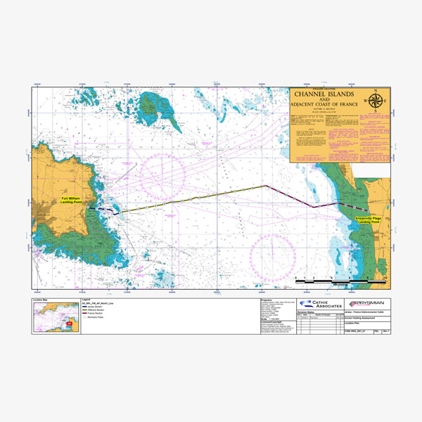 Marine chart showing place of Normandie 3 subsea cables
