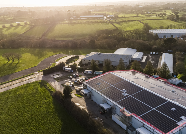 Aerial view of Jersey Dairy solar array