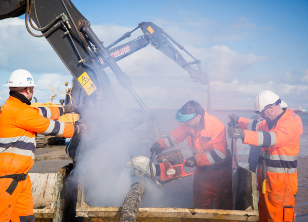 EDF1 is cut into pieces during its recovery.