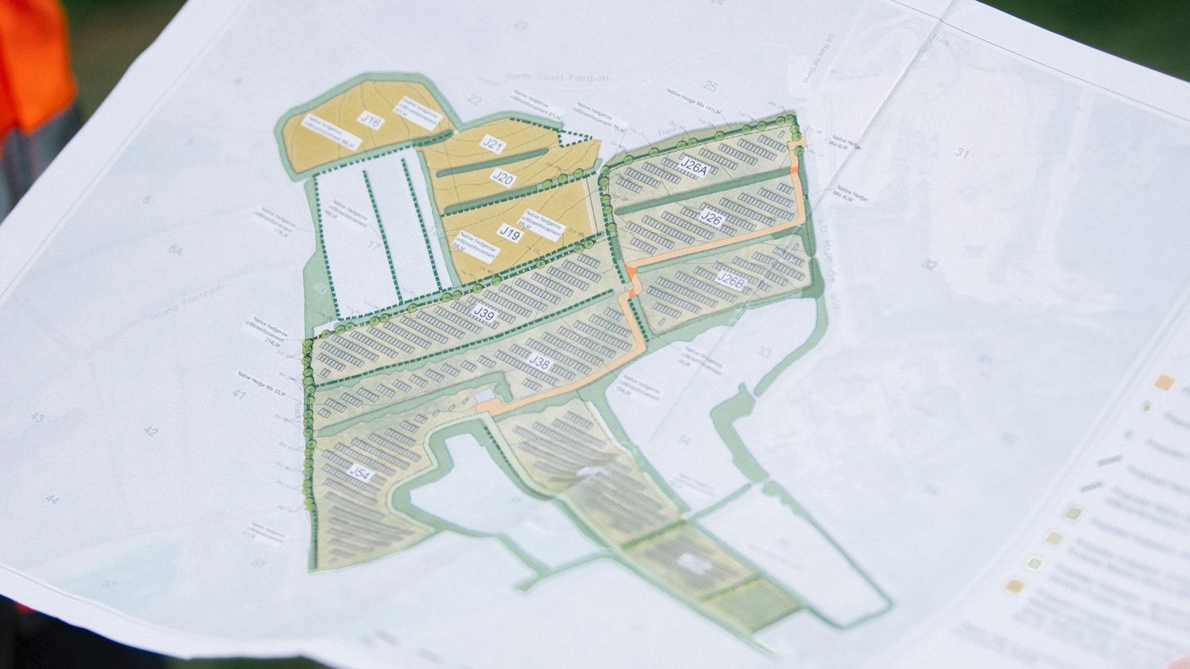 A piece of paper depicting a plan of the St John Solar Farm