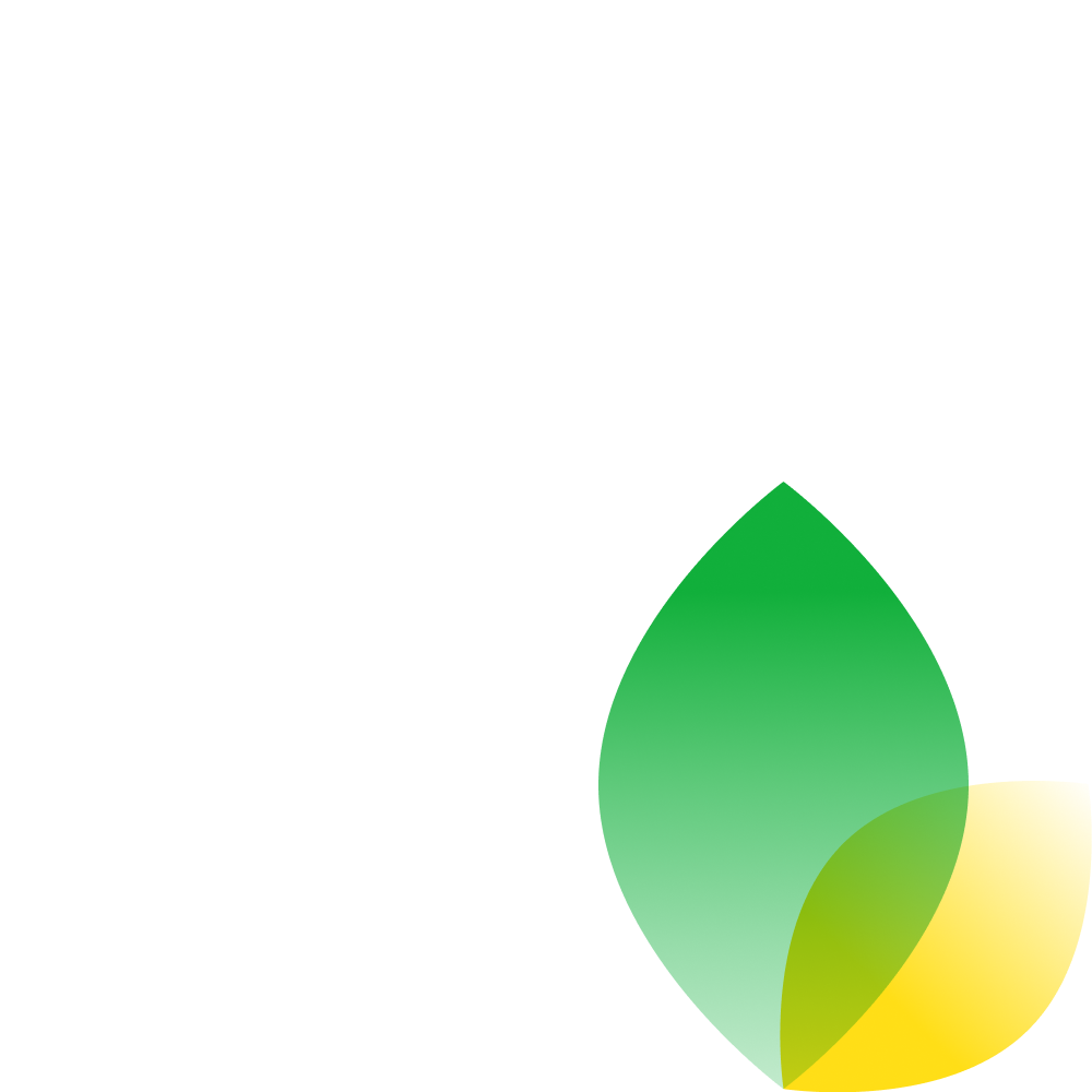 An illustration that shows two leaves, one green, one yellow.