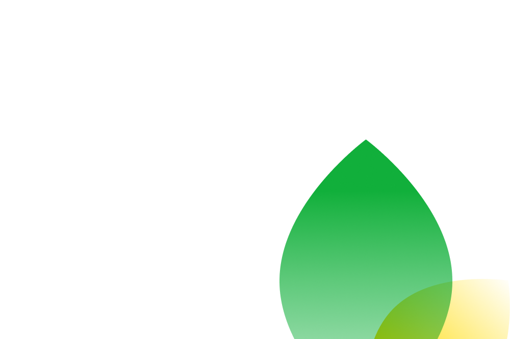 An illustration that shows two leaves, one green, one yellow.