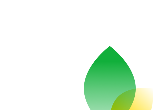 An illustration that shows two leaves, one green, one yellow.