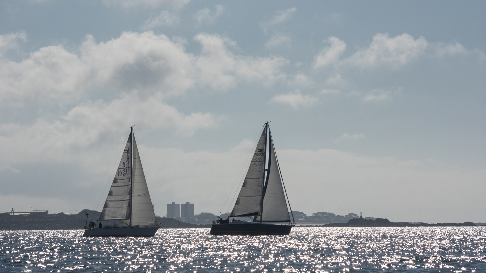 Sailing boats racing off St Helier