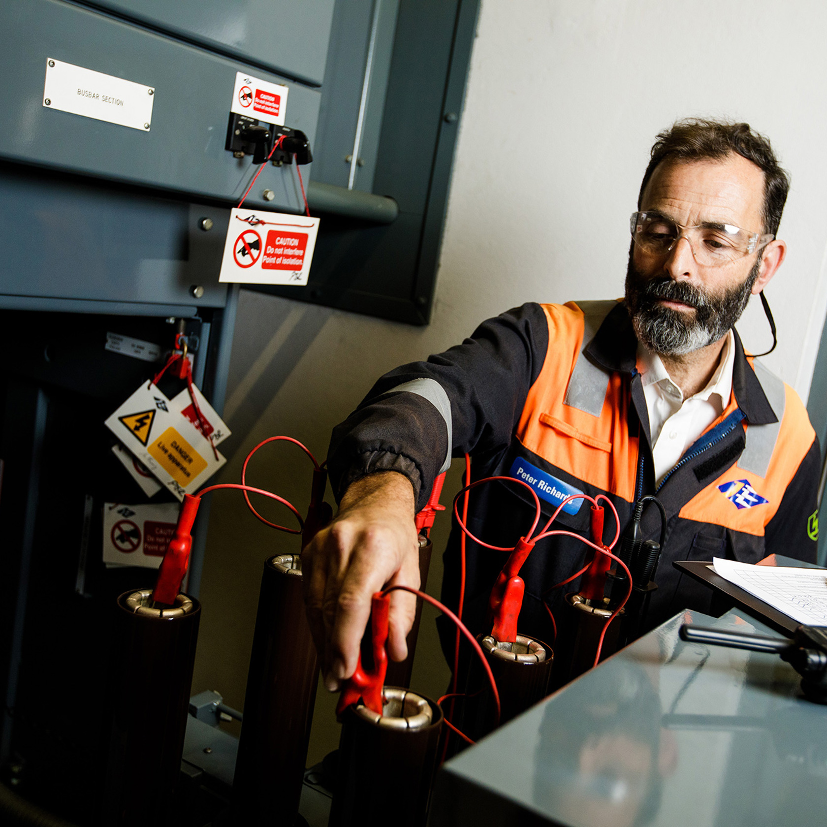 Peter Richards carries out work at the La Collette powerstation.