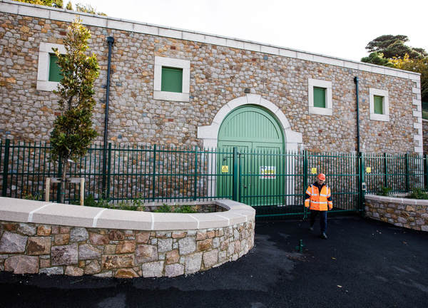 The front facade of the St Helier West Substation.