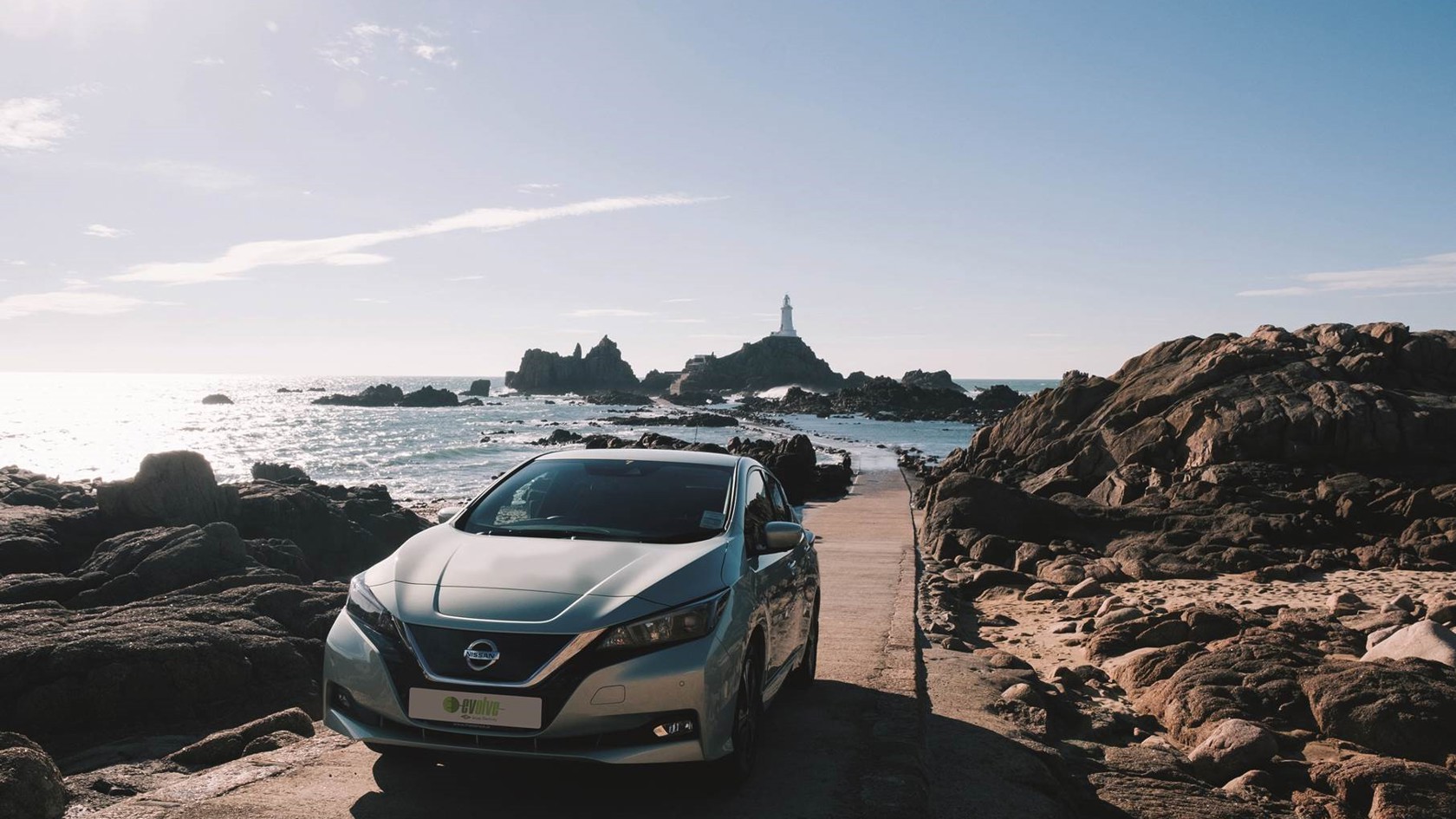 Nissan Leaf at Corbiere lighthouse