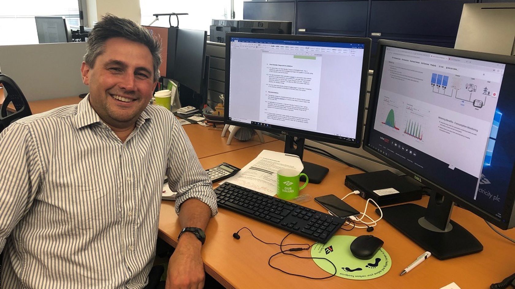 James King at his desk