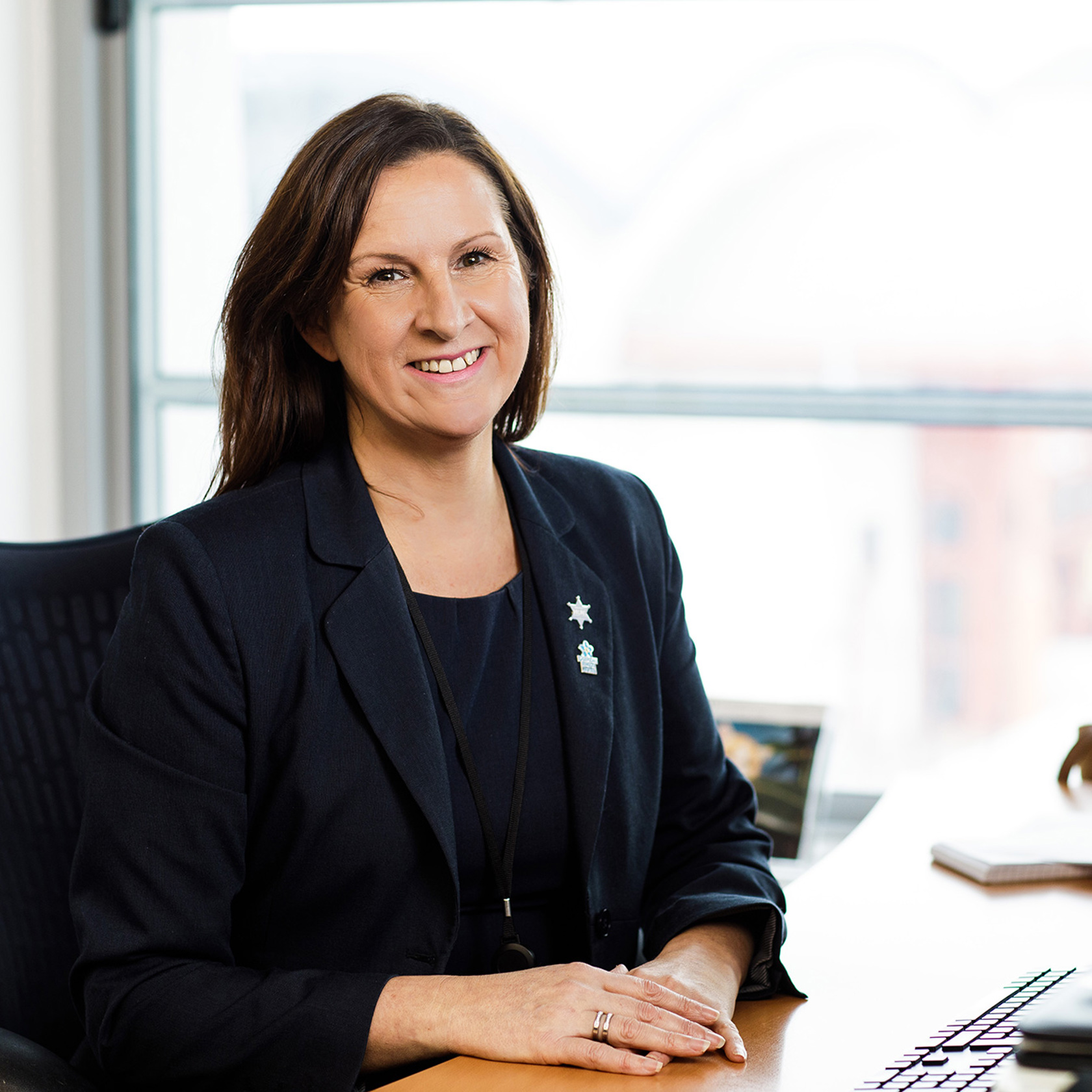 Terina Morris at her desk in the the Jersey Electricity offices.