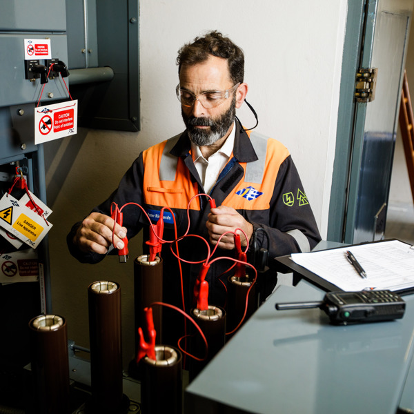Peter Richards testing equipment