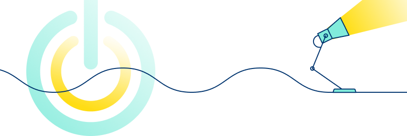An abstract illustration that represents Jersey Electricity's illustrations. It depicts an off and on symbol as well as a table lamp shining. - Tablet