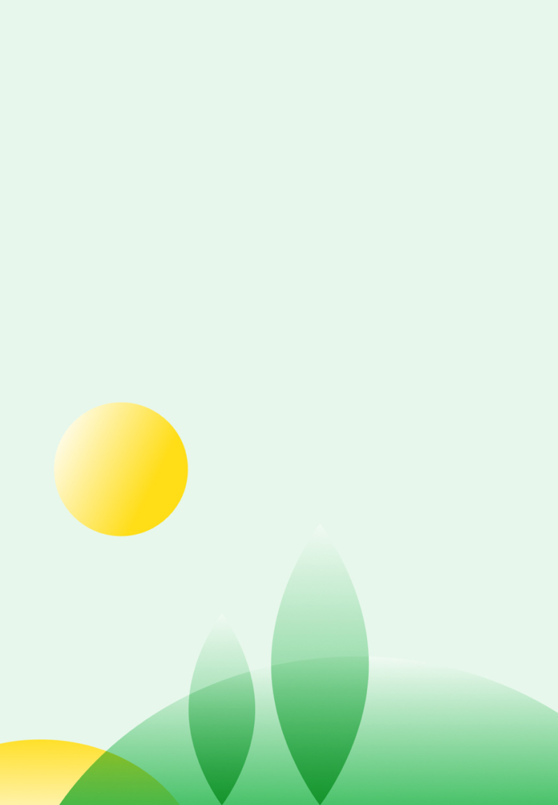 Illustration of sun, trees and hills