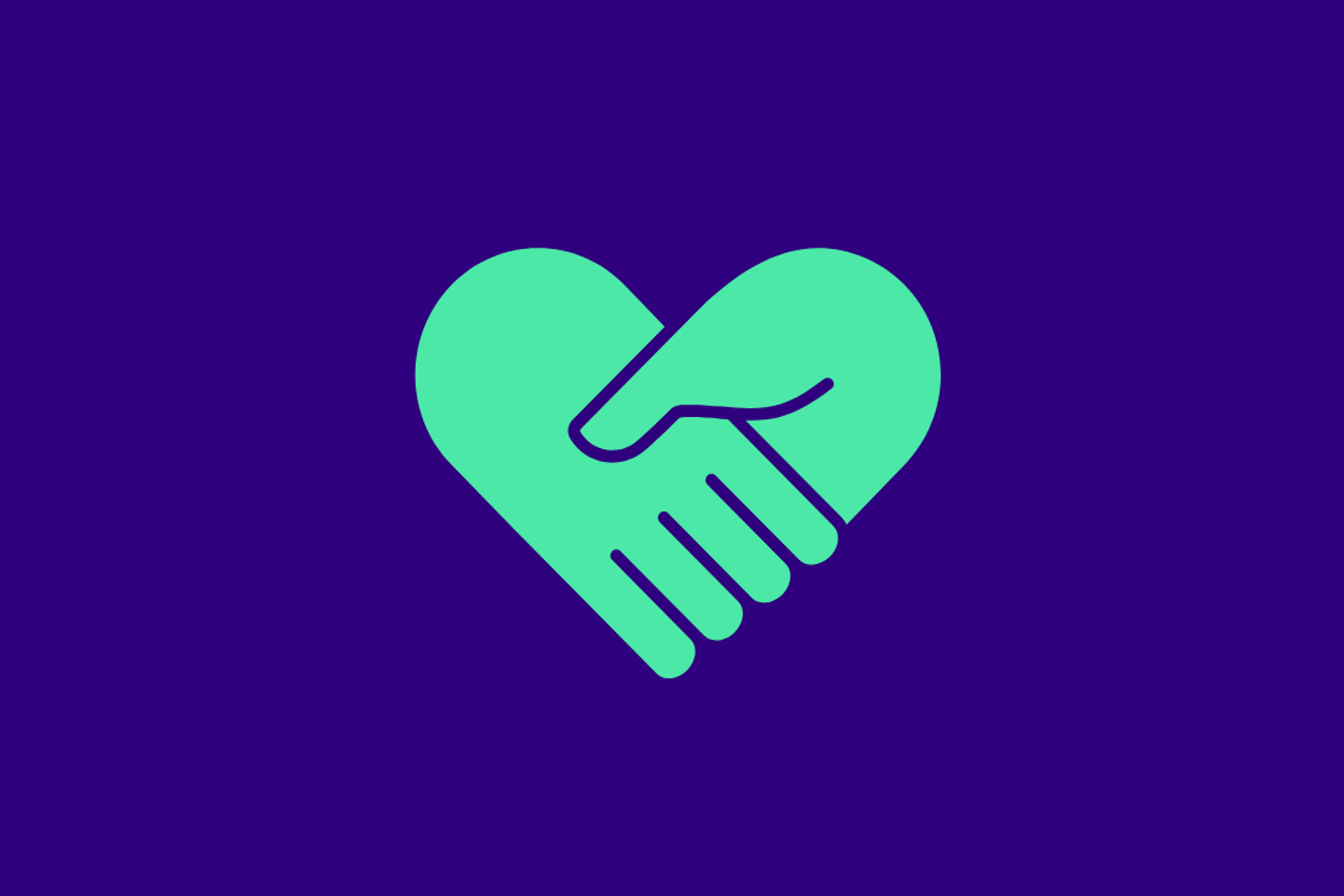 Two hands holding each other inside a green heart, symbolizing connection and care.