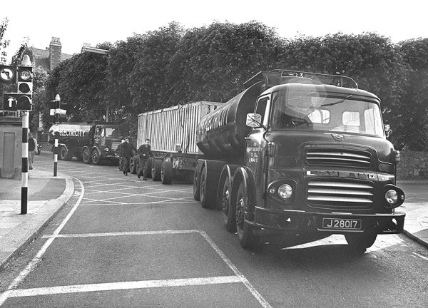 A lorry loaded with the diesel generators from Queens Road drives through St Helier.