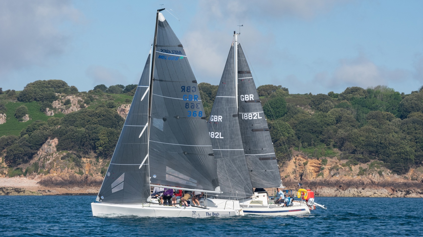 Sailing boats racing off Jersey's South Coast