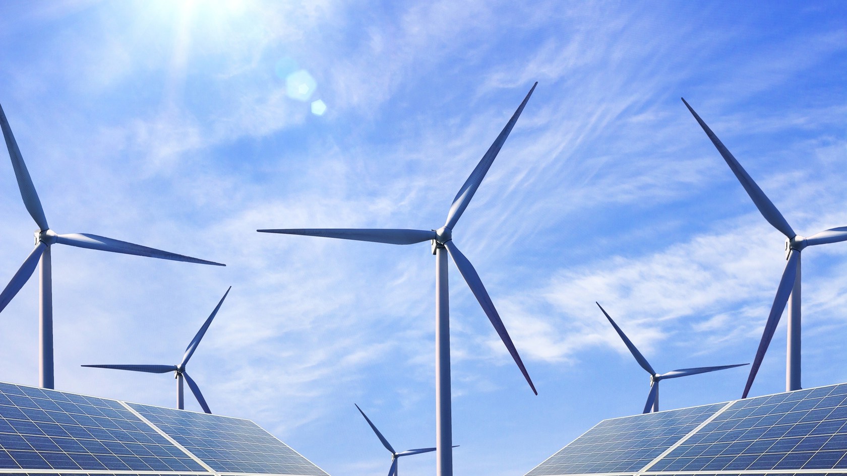 Wind turbines and solar panels