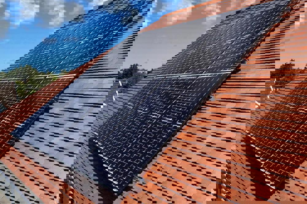 Solar panel array on roof