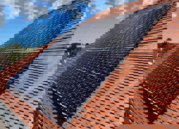 Solar panel array on roof