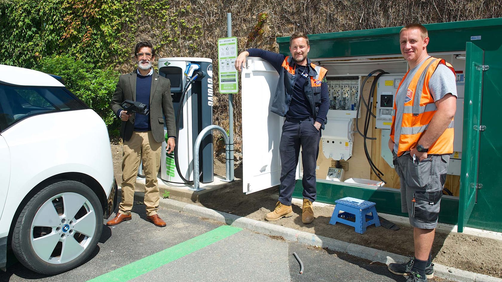 Team use new electric car charging points