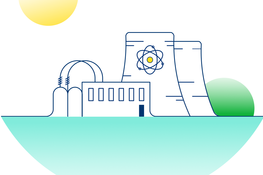 Nuclear Plant Banner Illustration